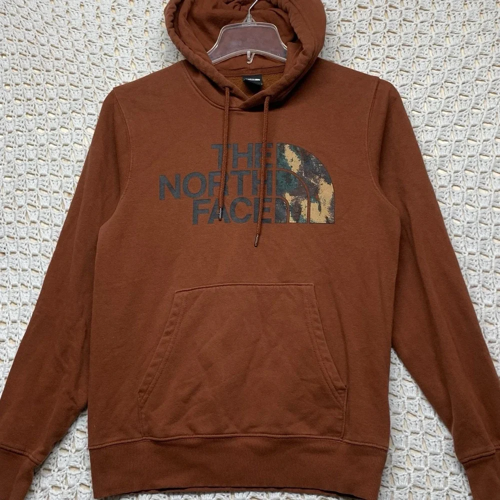 The North‎ Face Hoodie Sweater Mens S Brown  Graphic Fleece Pullover Hiking